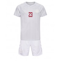 Danmark Pierre-Emile Hojbjerg #23 Bortaställ Barn VM 2022 Korta ärmar (+ Korta byxor)